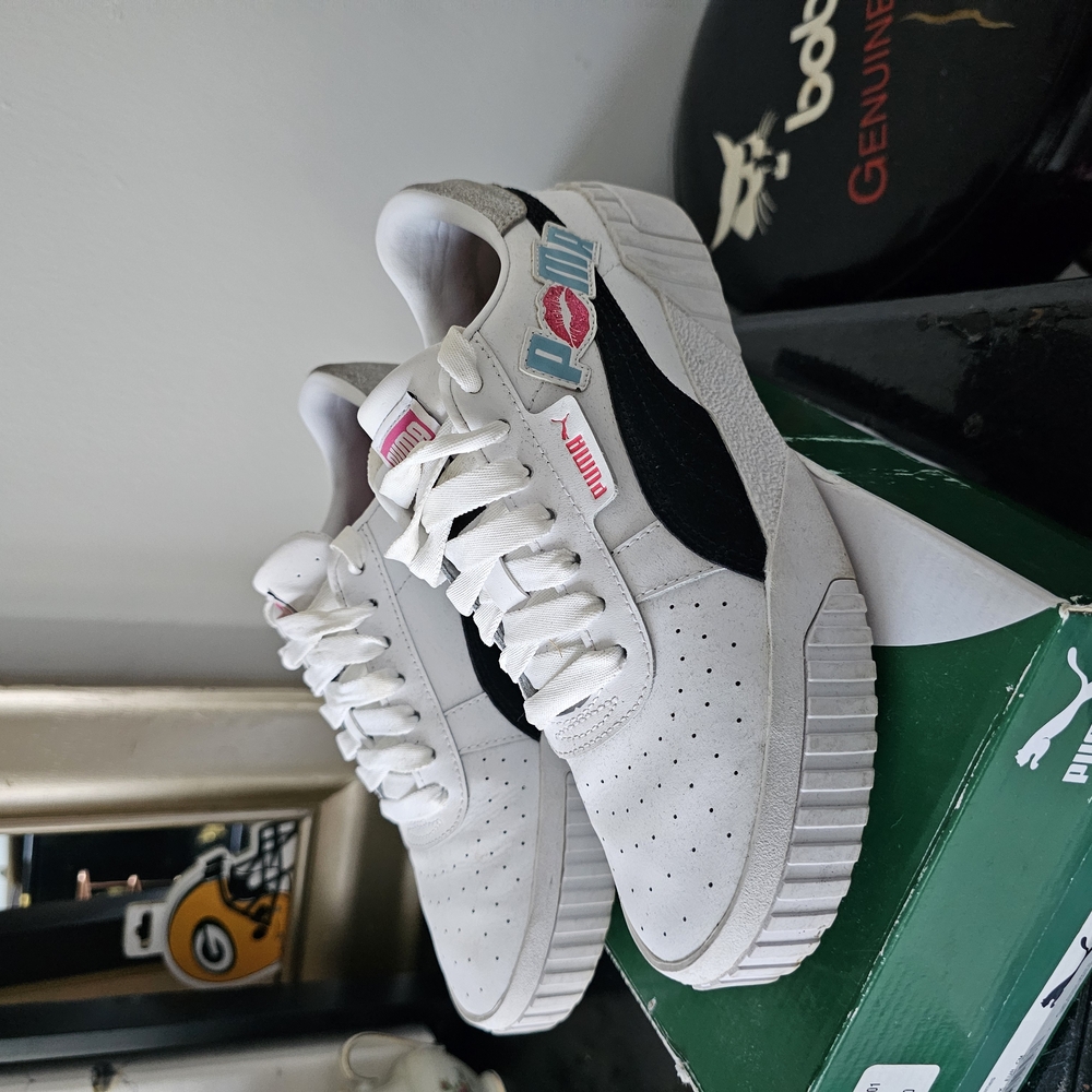 Puma White Sneakers with Black and Colorful Accents